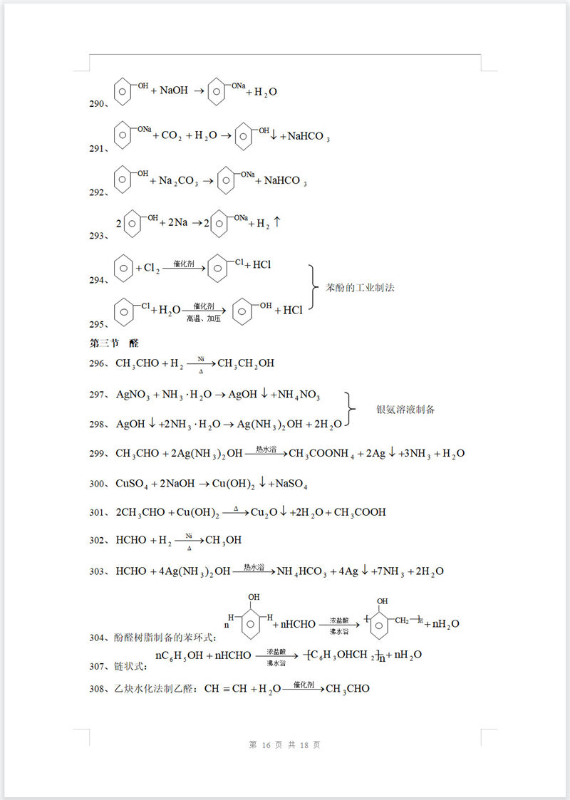 高中化学  化学方程式大全